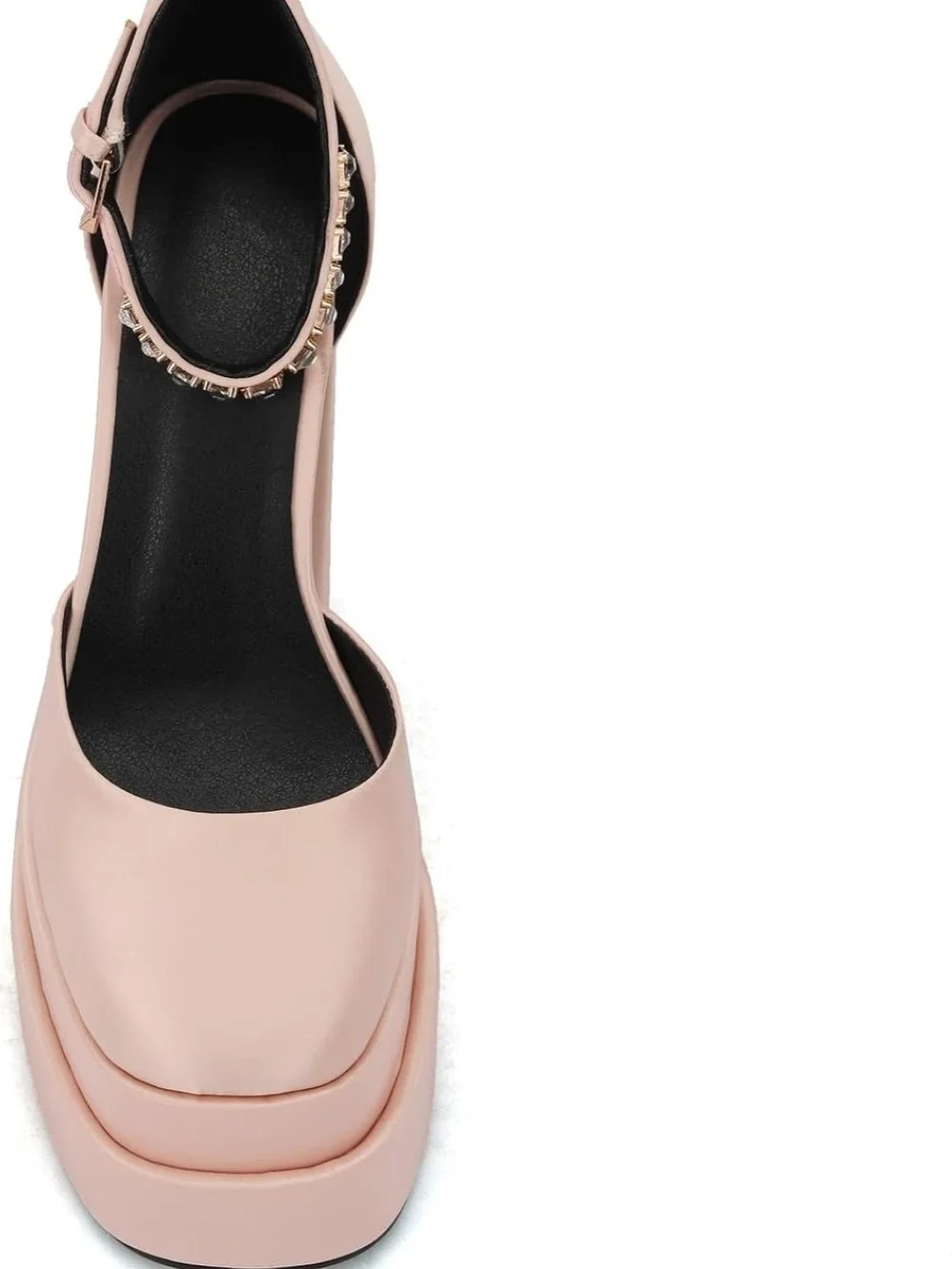 Platform Ankle-Strap Pumps in Blush Pink